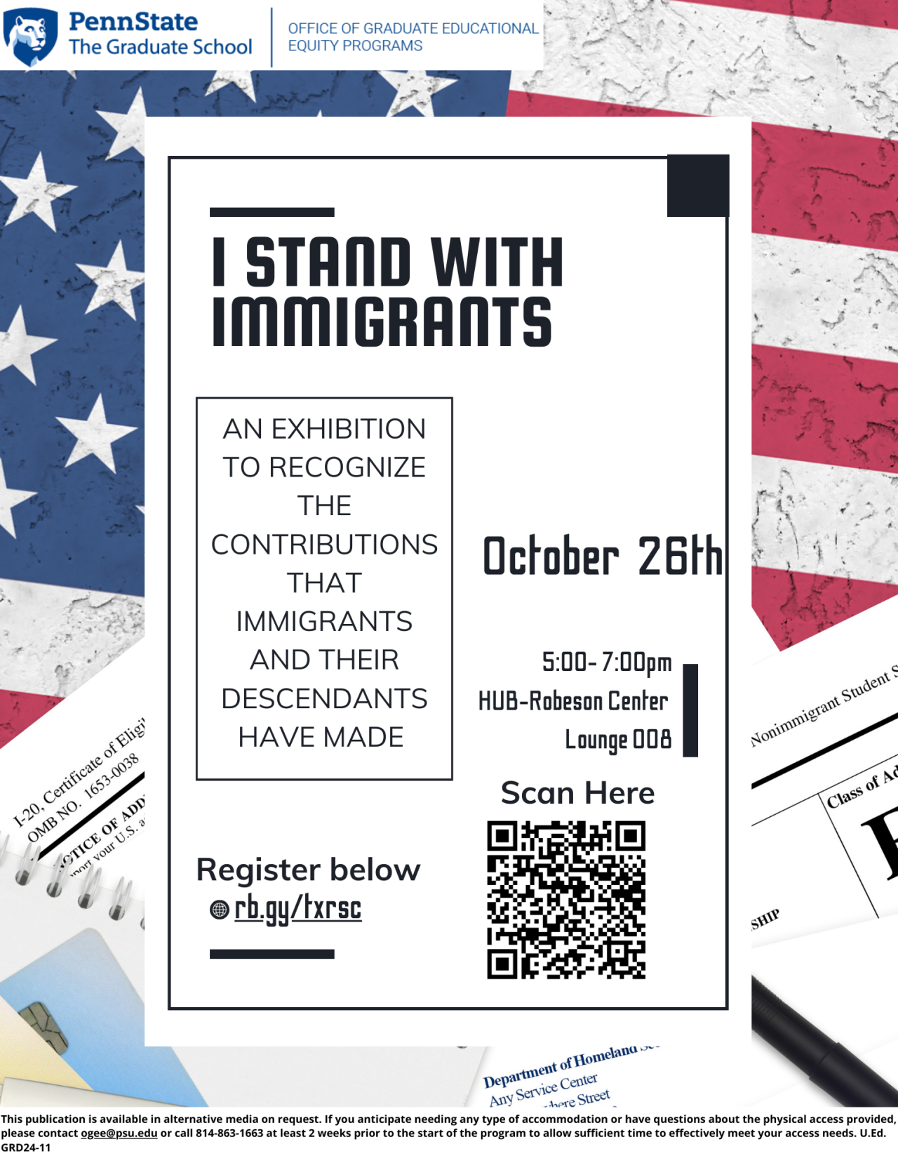 Flyer for I Stand with Immigrants event