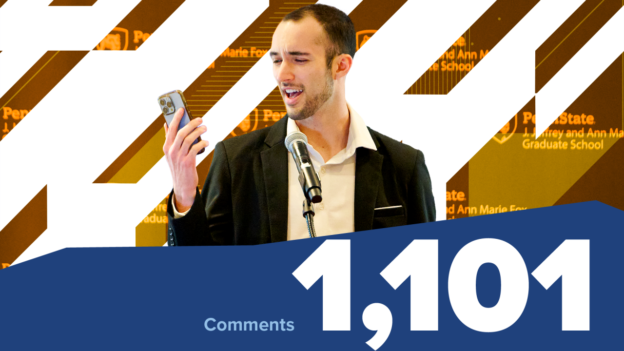 person looks at his phone. embedded text: 1,101 comments