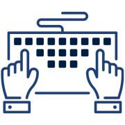 icon of hands typing on computer