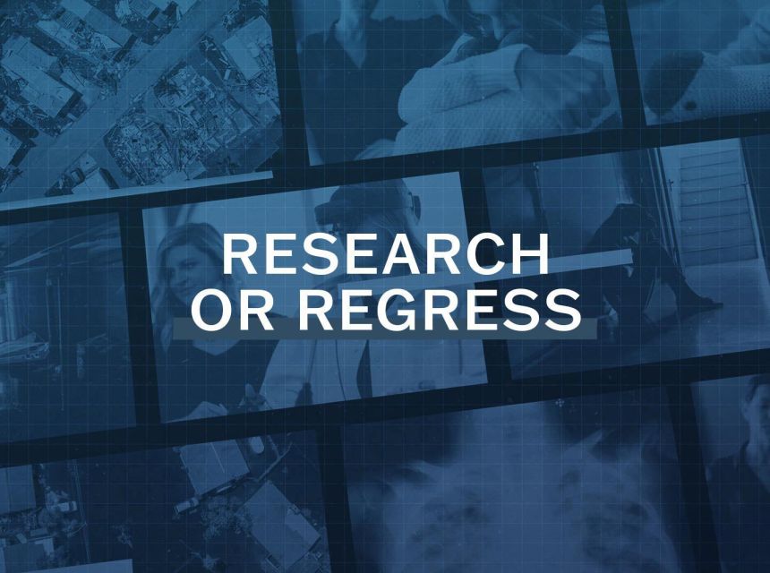 Research or Regress campaign graphic.