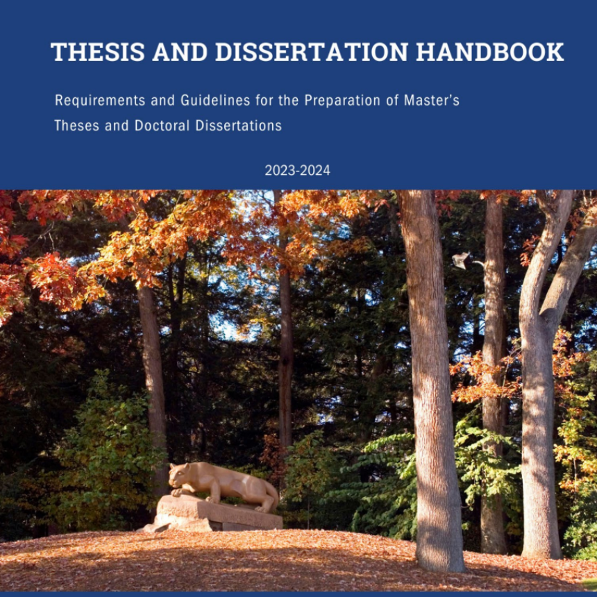 Cover of the 2023-2024 Penn State Graduate School Thesis and Dissertation Handbook
