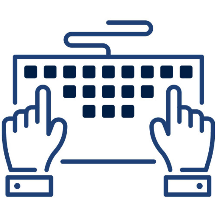 icon of hands typing on computer