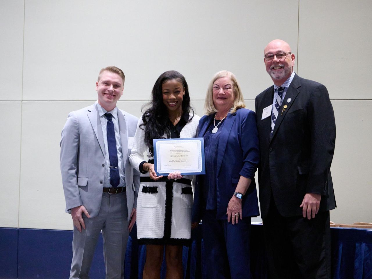 <p>The Ross and Carol Nese College of Nursing and its Alumni Society Board presented awards to undergraduate and graduate students, engaged alumni, faculty and staff at the annual Awards Celebration reception and dinner at the Penn Stater Hotel and Conference Center.</p>