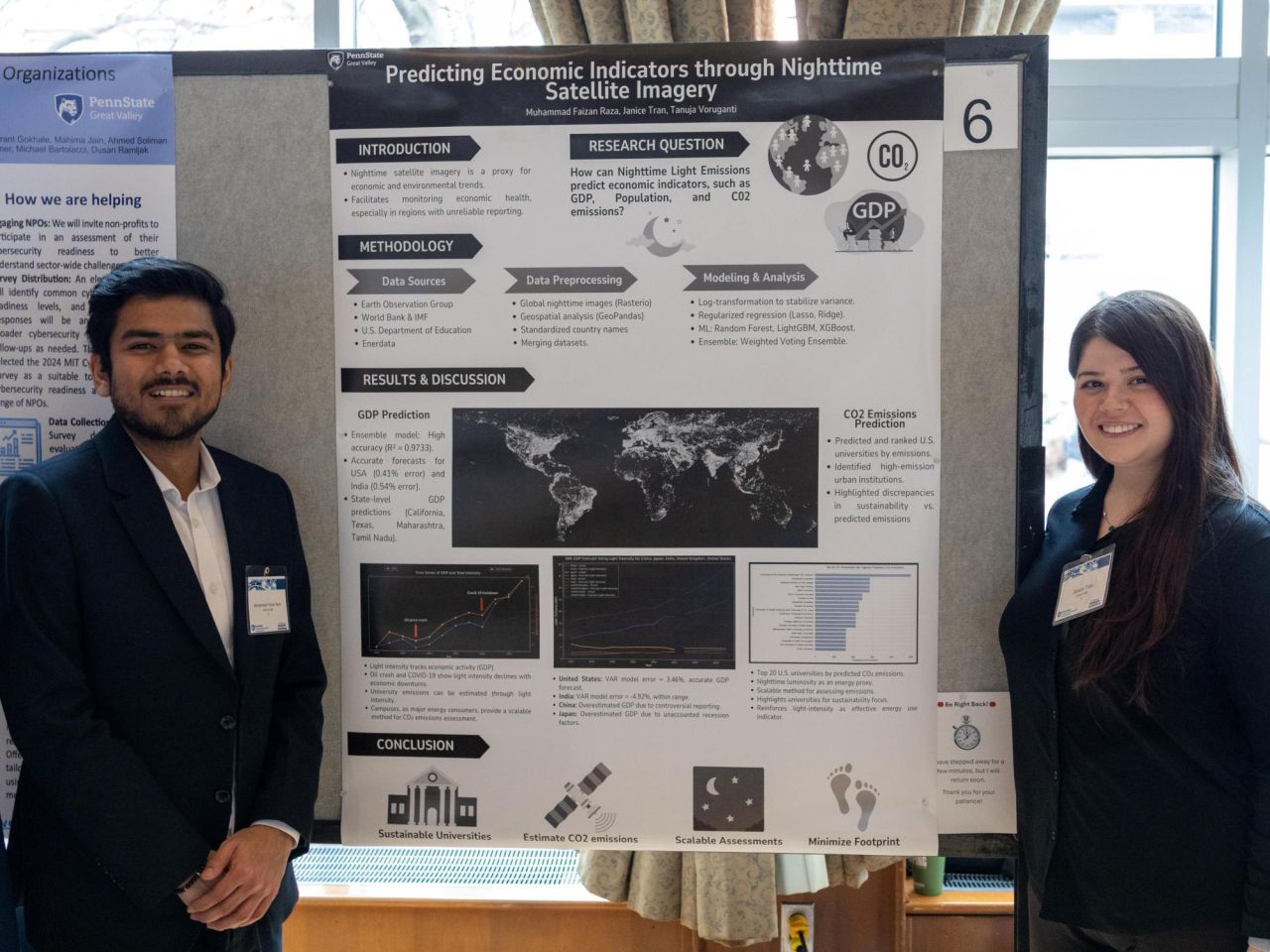 <p>Six Penn State Great Valley students presented four research projects at the 2025 Graduate Exhibition, hosted by the Fox Graduate School. This event offered the students a professional development experience with opportunities to network and practice their communication skills as they explained their projects, the methods they used and the impact of their work in areas ranging from geographically targeted opioid interventions to affordable cybersecurity practices for nonprofit organizations. </p>