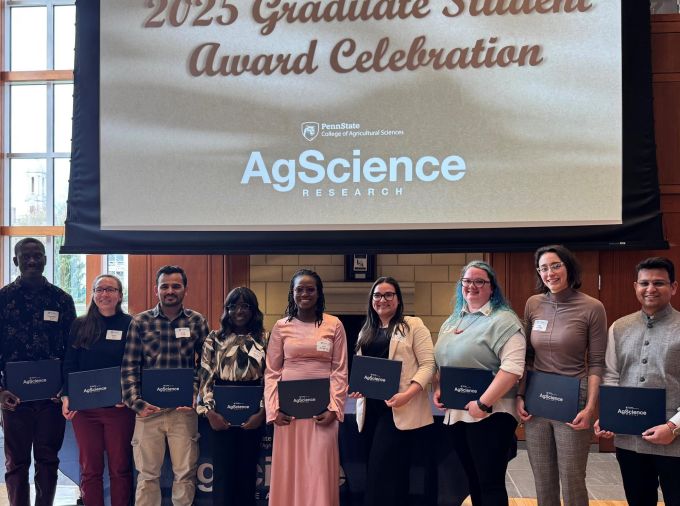 <p>Graduate students in Penn State’s College of Agricultural Sciences were recognized for their accomplishments during the 2025 Graduate Student Award Celebration, hosted by the Office for Research and Graduate Education and held recently on the University Park campus.</p>
