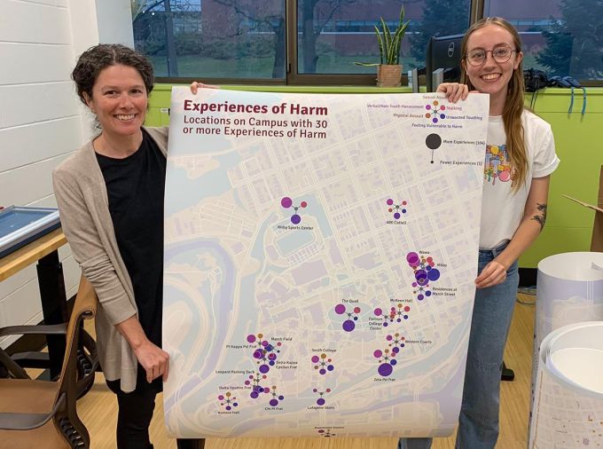 <p>Penn State alumna Dana Cuomo and current graduate student Lily Houtman partnered to map student-reported experiences of gender-based violence at Lafayette College. </p>