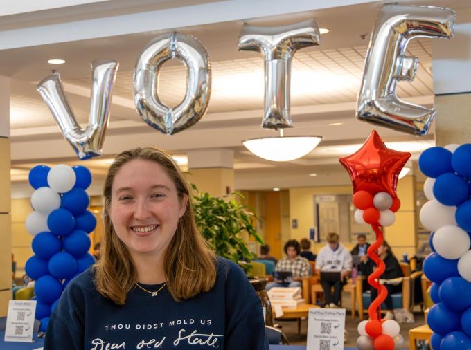 <p>Maddie Hindman, a master of public policy student, is using her Liberal Arts education and passion for civic engagement to get out the vote.</p>